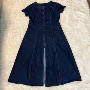 STYLEWE Women's Fall Cozy Navy Denim Midi Dress-Feminine Western-Streetwear-VTG